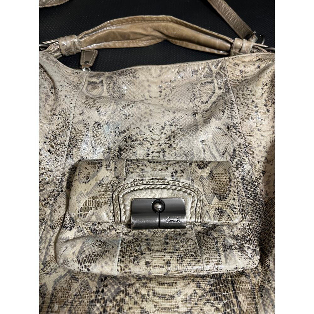 Coach Kristen Brown Tan Embossed Python Leather Purse Hobo E1026 15361 - Picture 2 of 12